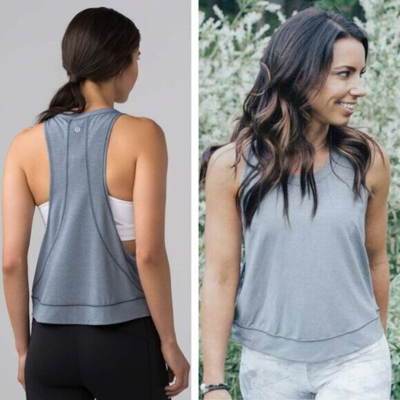 Lululemon Pace Perfect Tank Heathered Sterling Size 2 - Picture 1 of 9